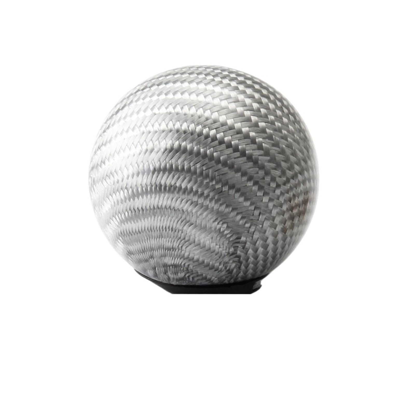 Shift Gear Knob Cover Racing Real Carbon Fiber Gear Shift Knob Manual Transmission Round Ball Shape Handle For 8mm 10mm 12mm(B silver 5cm)