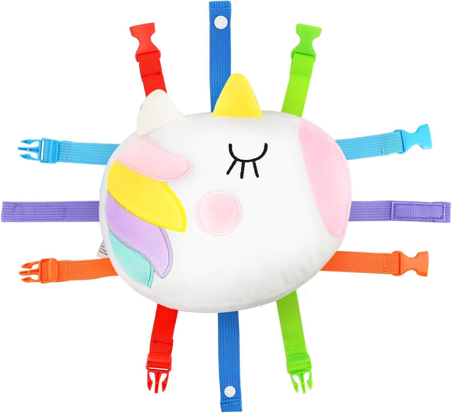 Toddler Early Learning Toy with Buckles, Self Adhesive Tape, Crinkle Paper and Numbers, Kids Cartoon Travel Toy, Preschool Toy for Developing Fine Motor Skills, Ideal Gift for Babies (Unicorn)