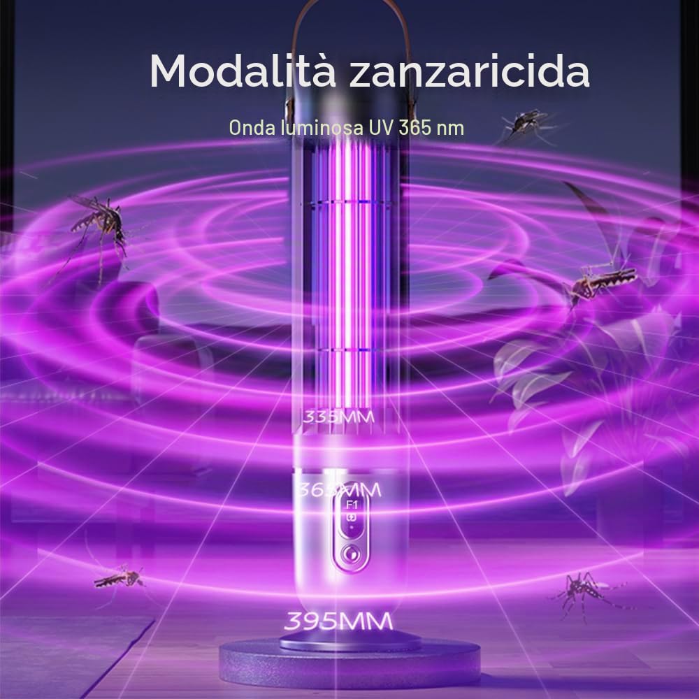 FanFuGuo® Lampada Antizanzare Mosche Elettrica Ricaricabile,Zanzariera ElettricaTrappola Zanzare,Luce UV e luce notturna 2-in-1 con Sensore Crepuscolar,Trappola per Moscerini,Zanzare,Mosche (Gray)
