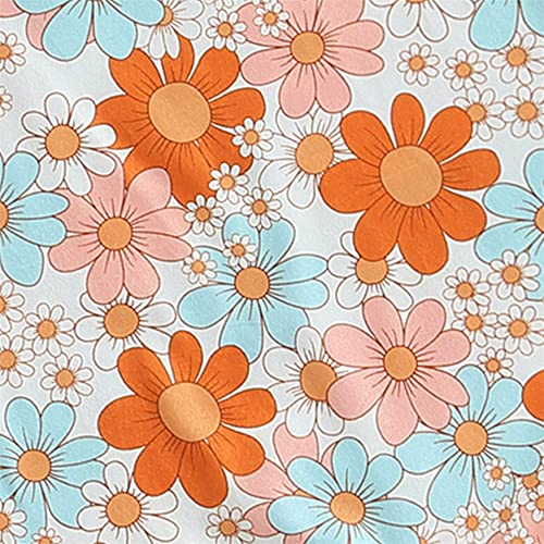 Infant Baby Girl Groovy Floral One Piece Romper Outfit Cute Girls Sleeveless Flower Bodysuit Jumpsuit Clothes (Orange,12-18 Months) #TOP7