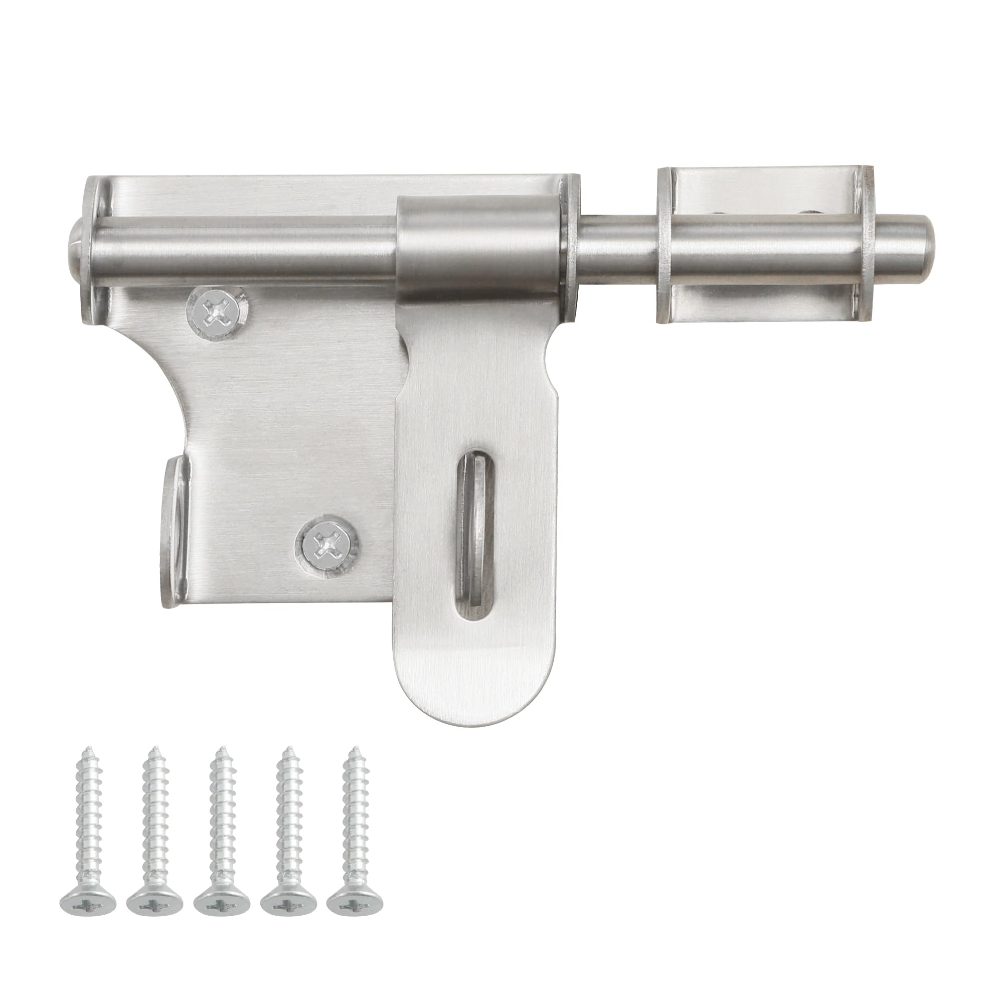 Alise Slide Bolt Latch Gate Latches Safety Door Lock,Padlock Can be Installed with It,MS320U Stainless Steel Brushed Finish