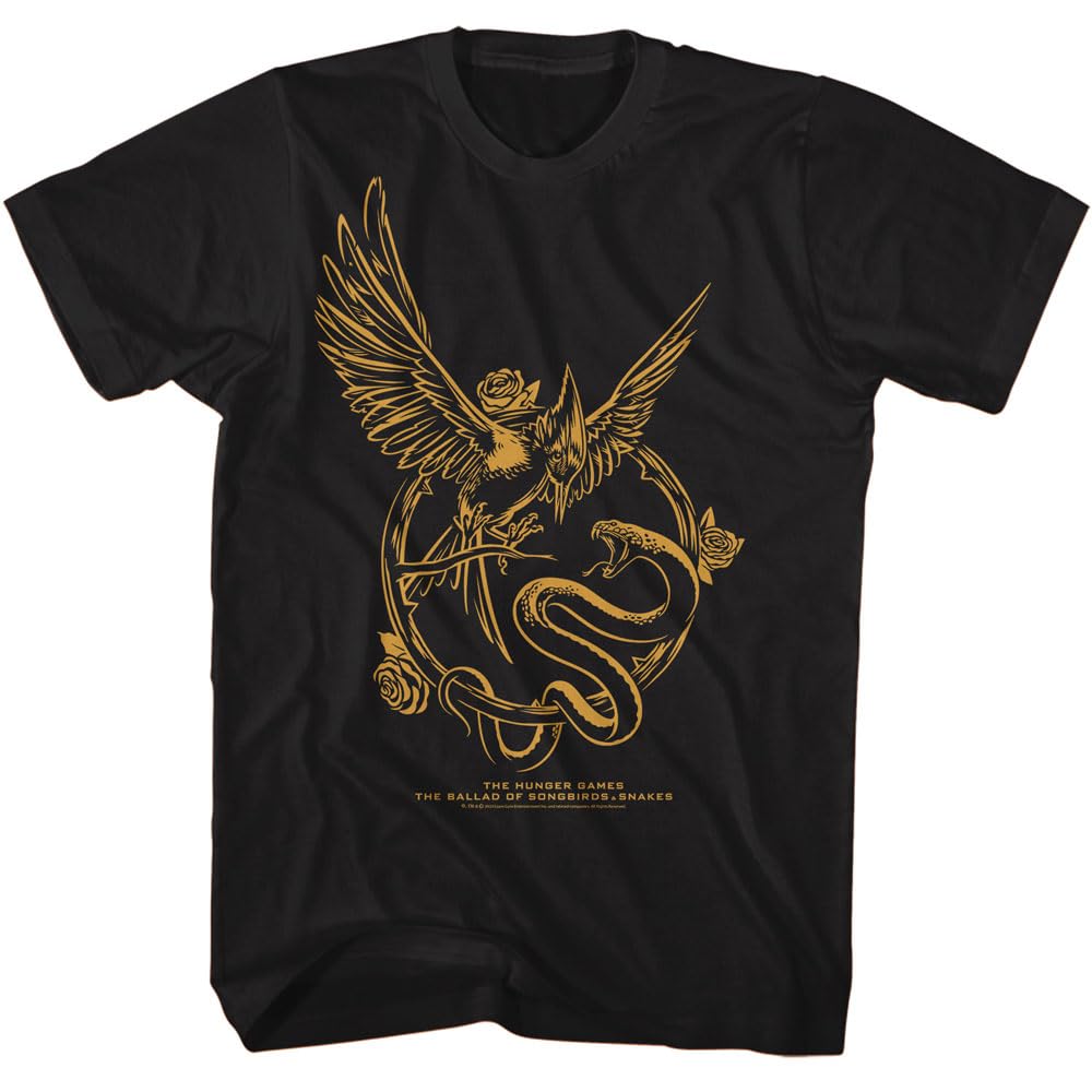 American ClassicsThe Hunger Games Movie Songbird & Snakes Overlay Adult Short Sleeve T Shirt Vintage Style Graphic Tees