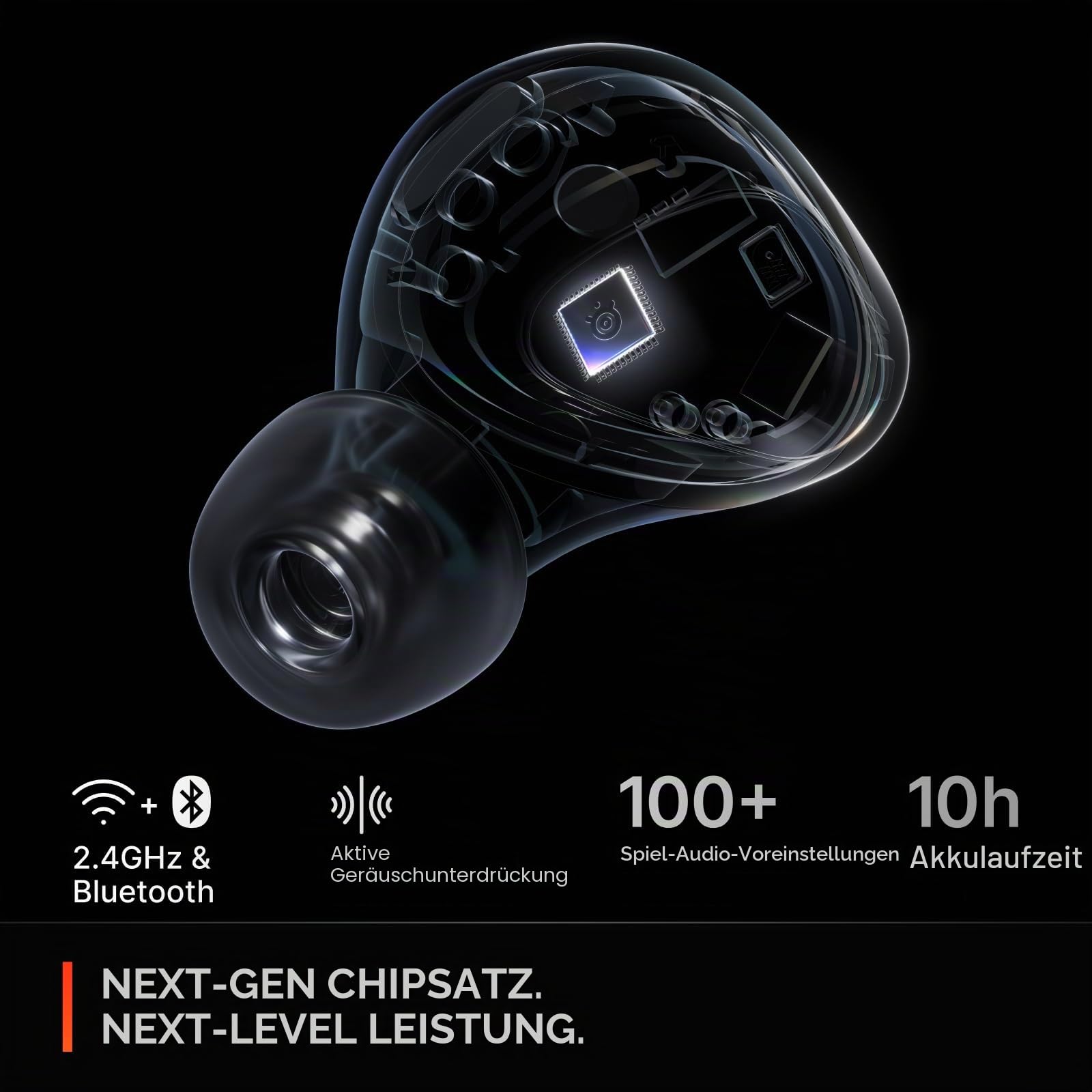 SteelSeries - Arctis GameBuds für PS5 - Kabellose Gaming-Ohrhörer - 2,4 GHz + BT 5.3 - ANC/Transparenz - 40 Std. Akkulaufzeit - Kabelloses Laden - PS5, PC, Switch 2, Mobile - Schwarz (Generalüberholt)