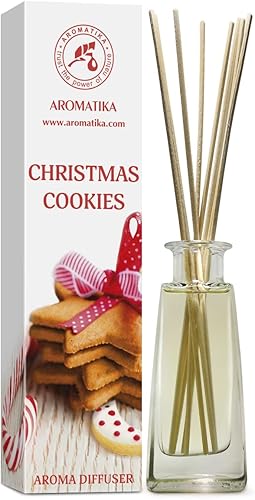 Difusor de aroma de galletas navideñas de 3.4 onzas líquidas, difusor de junco, fragancia para habitación, fragancia para el hogar, ambientador,