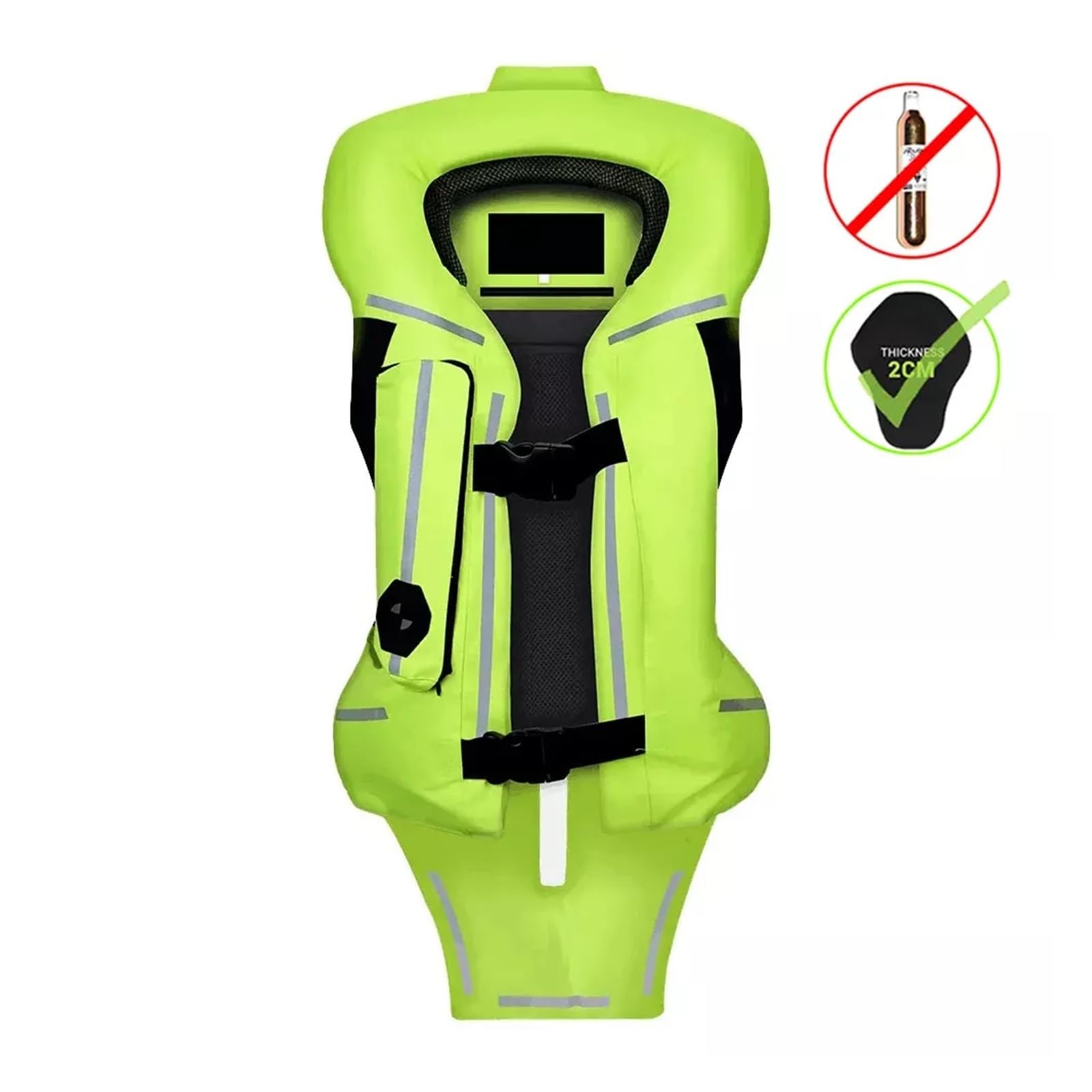 Męska kamizelka motocyklowa z poduszką powietrzną nadmuchiwana cielęcina powietrzna damska z kamizelką ochronną do jazdy Eva Armour (zielony, XXX-Large)