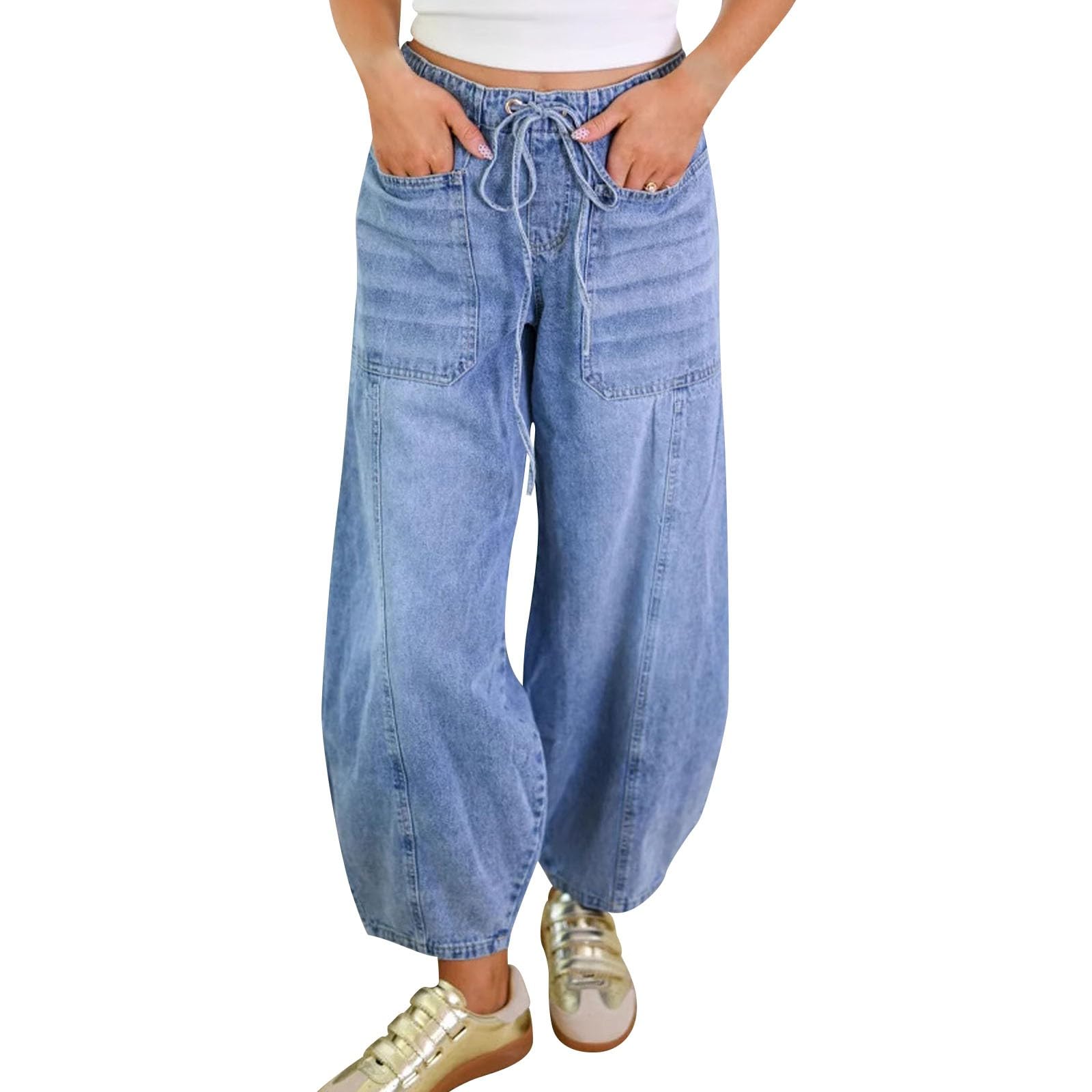 Pantalon Vaquero Mujer Jeans Tejanos Ancho Pantalones Baggy Ligero Vaqueros Elasticos Pantalón Casual Ropa Tallas Grandes Invierno Primavera Rectos