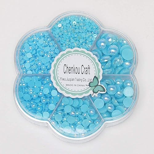 Vista 36 de Chenkou Craft 3000 unidades, 7 tamaños (2.5/3/4/5/6/8/0.394 in), 1 caja redonda plateada de imitación de media perla, cuentas sueltas