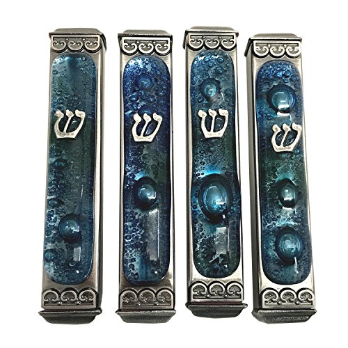 Tamara Baskin Art Glass Mediterranean Sea Mezuzah, Weatherproof Metal Case - Gift Box and Scroll Included - Handmade in the USA - Guaranteed for Life - Image 4