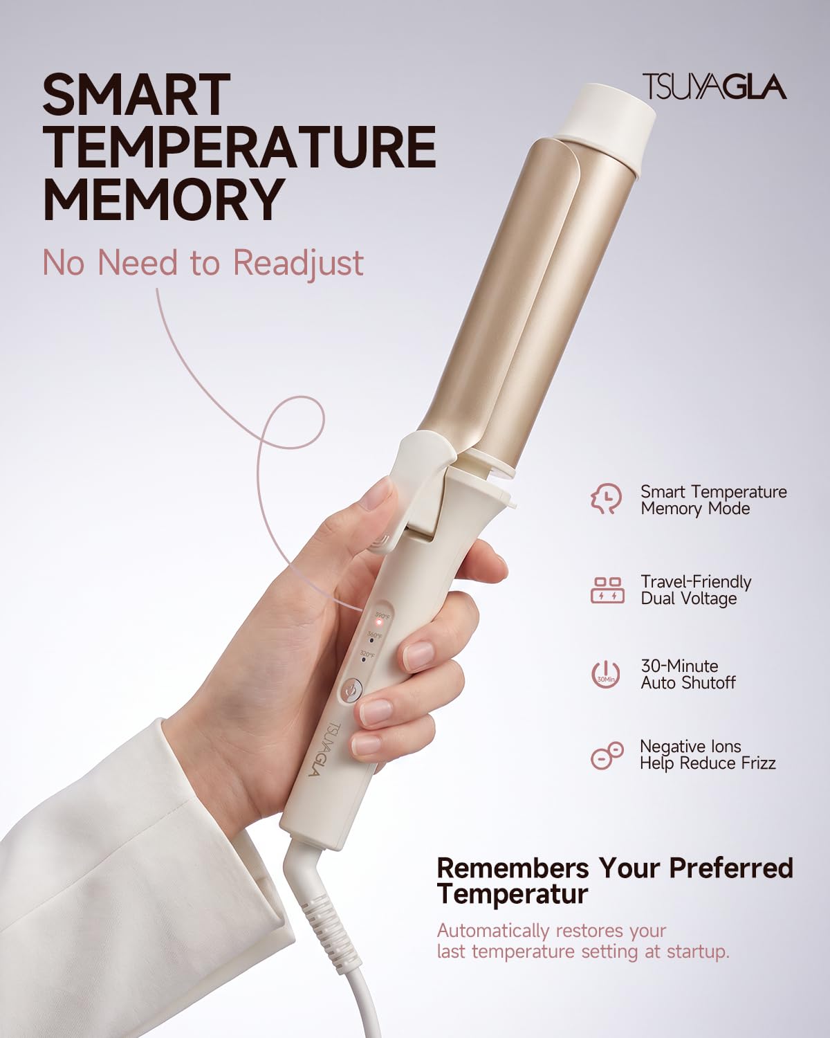 TSUYAGLA 1.6-Inch Ionic Ceramic Hair Curling Wand