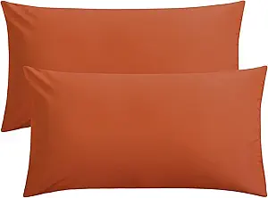 FLXXIE 2 Pack Microfiber King Pillow Cases, 1800 Super Soft Pillowcases with Envelope Closure, Wrinkle, Fade and Stain Resistant Pillow Covers, 20x36, Burnt Orange