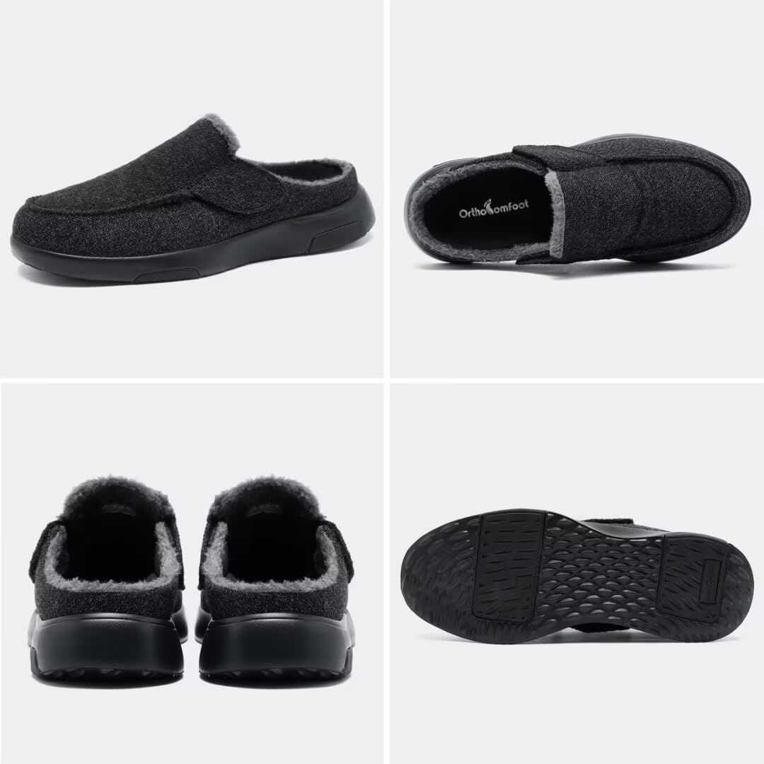 OrthoComfoot Mens Orthopedic Slippers Shoes with Arch Support: Plantar Fasciitis House Slip On Loafers, Comfortable Moccasin Mule Clogs for Indoor Outdoor - Image 4