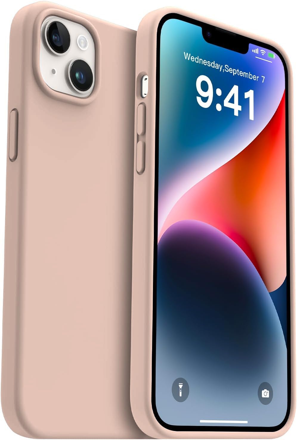 DIZORO® Microfiber Candy Case Compatible for iPhone 14 Plus, Shockproof Slim Back Cover Liquid Silicone Case (Pink)