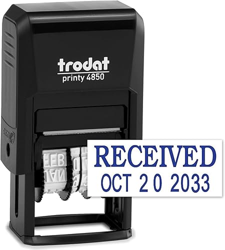Trodat 4850 - Sello de fecha con "recibido", sello autoentintado, tinta azul