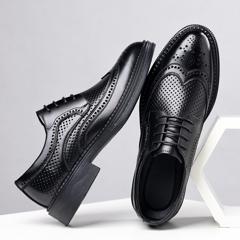 Men's Shiny Patent Leather Dress Shoes Mens Breathable Business Lace Up Oxford Shoes Comfort Hand Stitched Business Formal Derby Shoes2