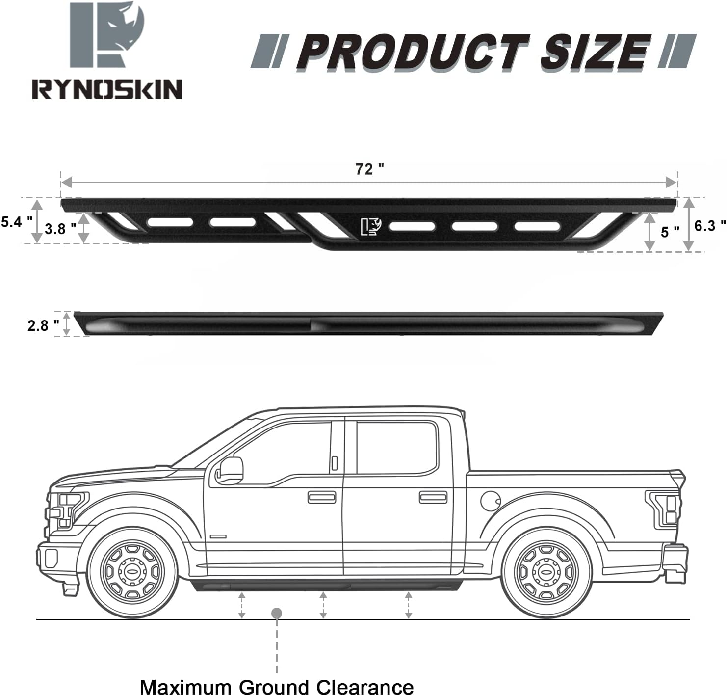 RYNOSKIN Running Boards Fit 2018-2026 Jeep Wrangler JL 4 Door Rocker Steps Heavy Duty Wrangler JL Side Steps SUV Steel Nerf Bars Step Rails Heavy Texture Black 2pc