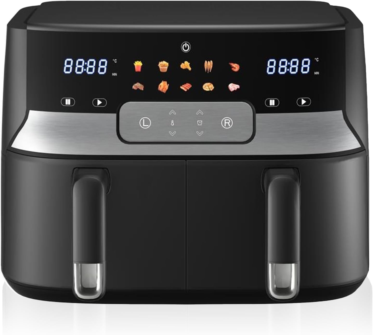 Nebula 1700W Digital Dual Basket Air Fryer - Family Size 9L Capacity - Dual Zone Air Fryer with 2 Drawer Design - Stainless Steel Double Air Fryers for Large Family Meals