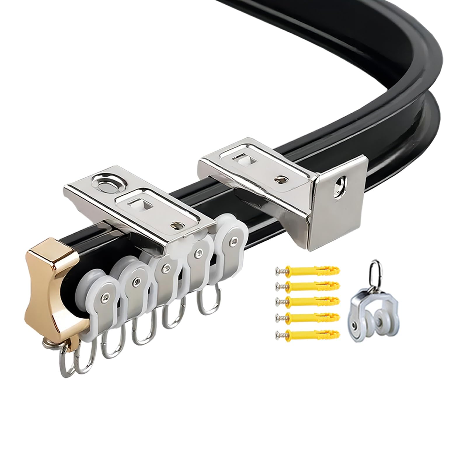 Sistema flexible de riel de cortina de aluminio resistente a la abrasión con rodillos 1
