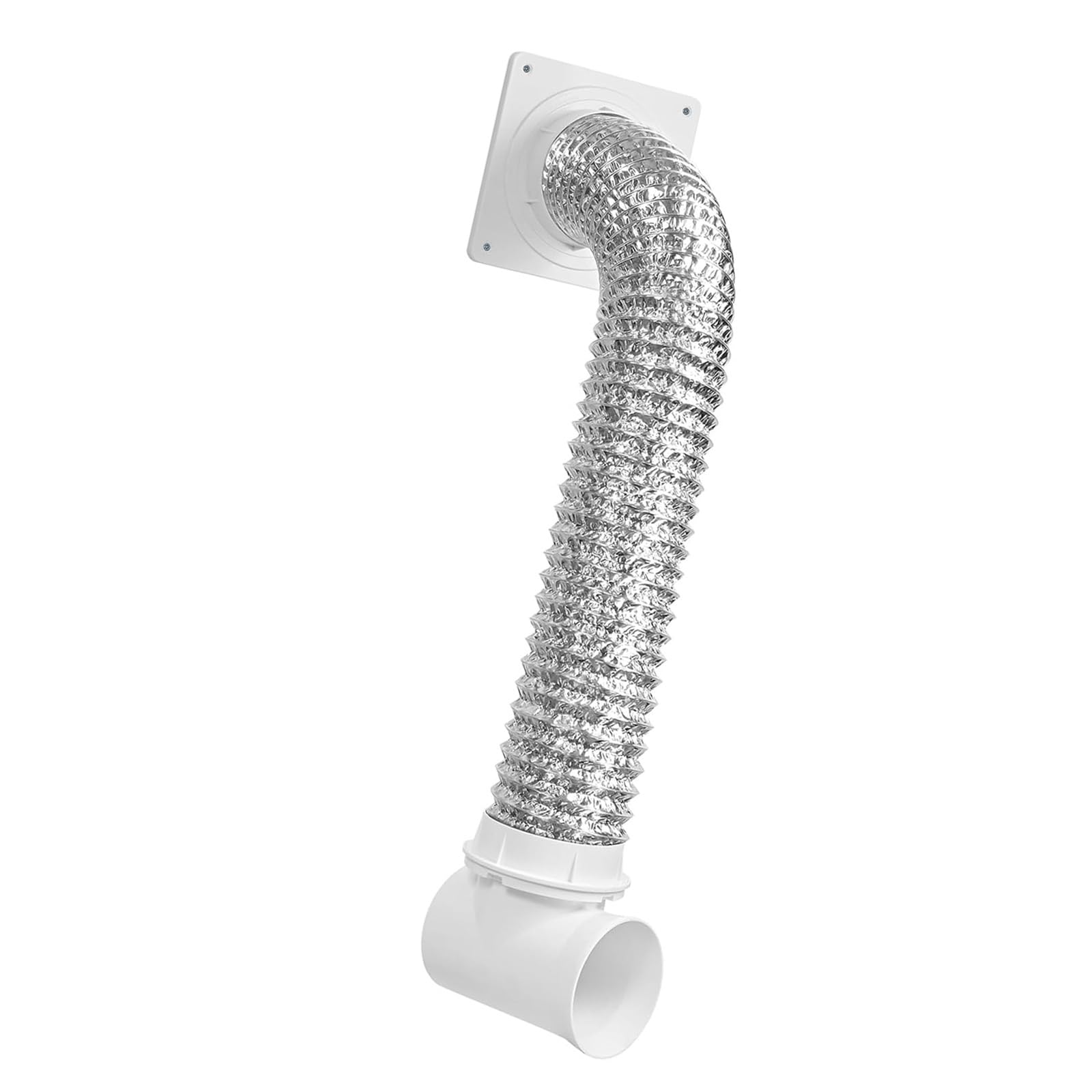 Jazuaiao Aluminum Dryer Vent Hose Dryer Air Ducting Flexible 90 Degree Vent Elbow for HVAC Ventilation Heating Cooling Aluminum Foil Exhaust