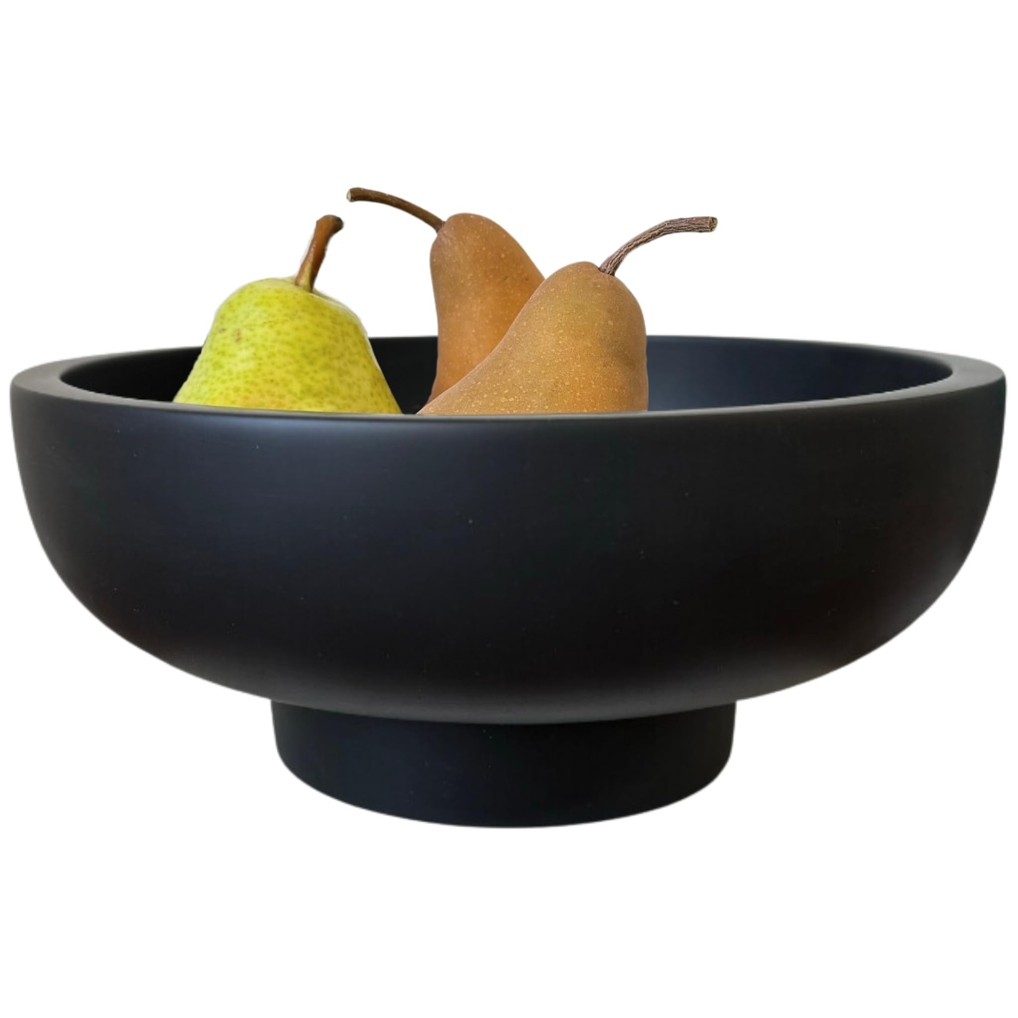 OAKOA Concrete Black Decorative Bowl for Home Decor - Black Fruit Bowl - Modern Pedestal Coffee Table Bowl for Entryway Table