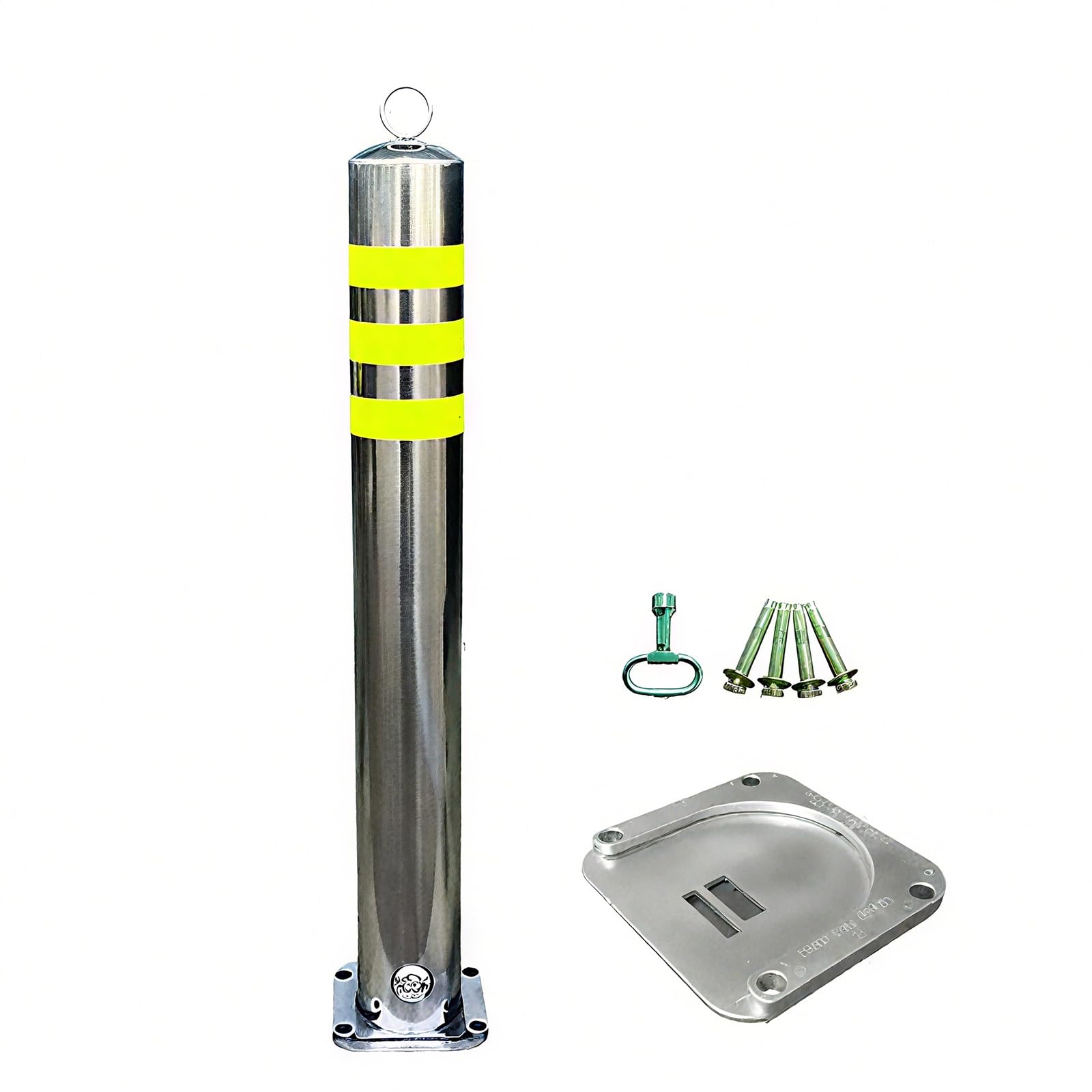 HCZKIUJY Safety Bollard with Reflective Tape and Flat Base for Parking Lots, Sidewalks, Bike Paths (7.69 * 750cm/3 * 29.5in 1pcs)