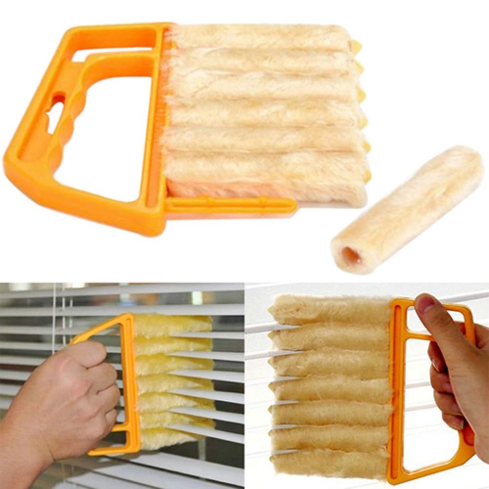 AKOAK Microfibre Blind Blade Cleaner Window Conditioner Duster Clean Brush With 7 Slat Handheld Household Kitchen Cleaning Tools for Awnings,Siding,Vinyl,Car,Fan