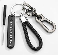 Anti-Lost Braided Keychain – Premium Metal Keychain with Hook Clip & Phone Number Tag Heavy-Duty Car & Bike Key Holder for Men & Women– Secure Key Ring for Home, Office, Scooter