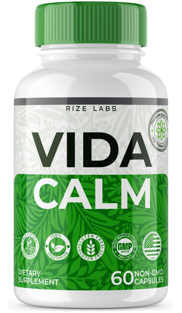 rize labs - Vida Calm Advanced Formula Capsules, Provides Maximum Strength, for Stress, Calming, Relaxation, Supplement (60 Capsules)