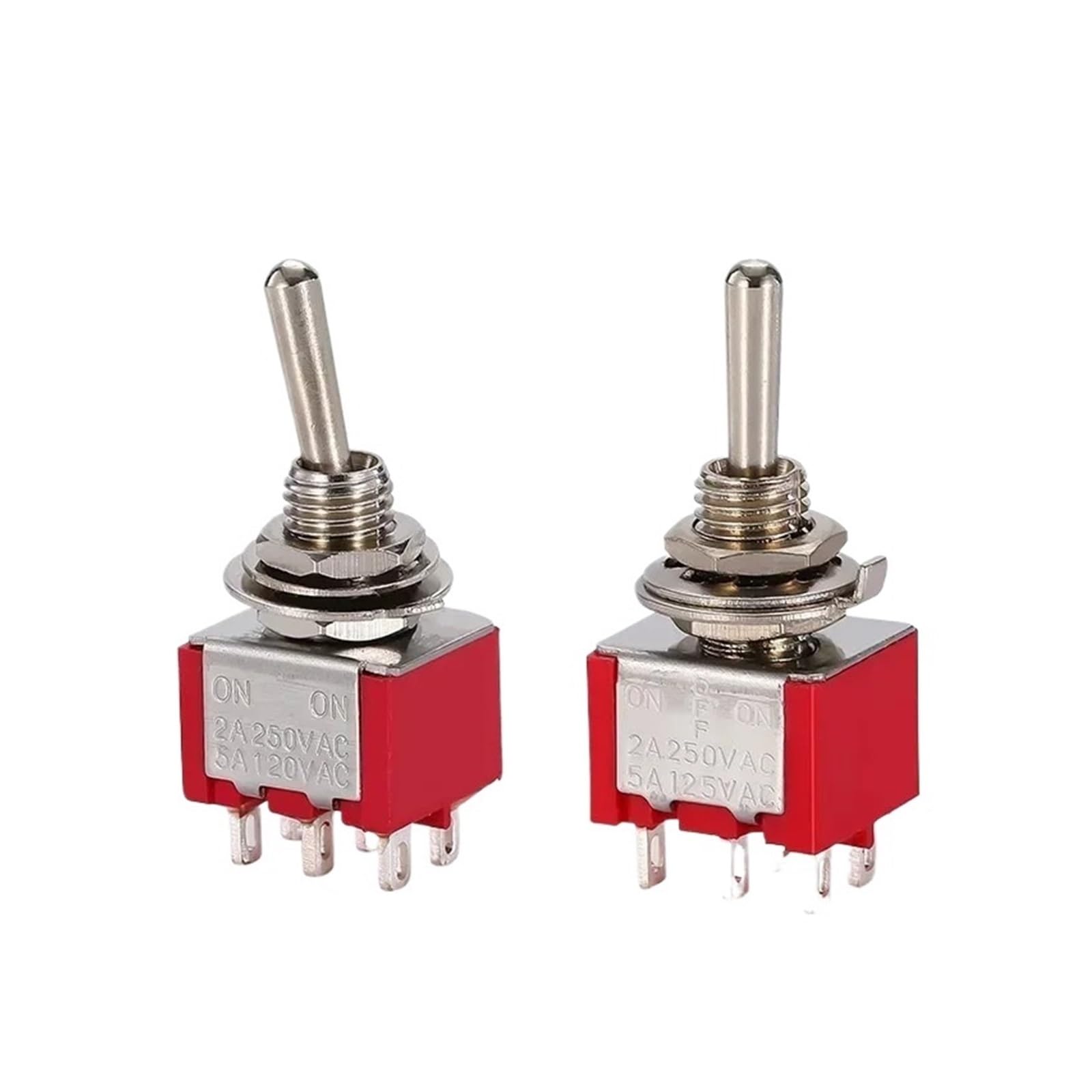 KUKEUC77Q 10Pcs Micro Toggle Switch ON-OFF-ON 3Pins 6Pins 6mm Miniature 6A Mini Power Button Waterproof Cap(3Pin ON-ON)