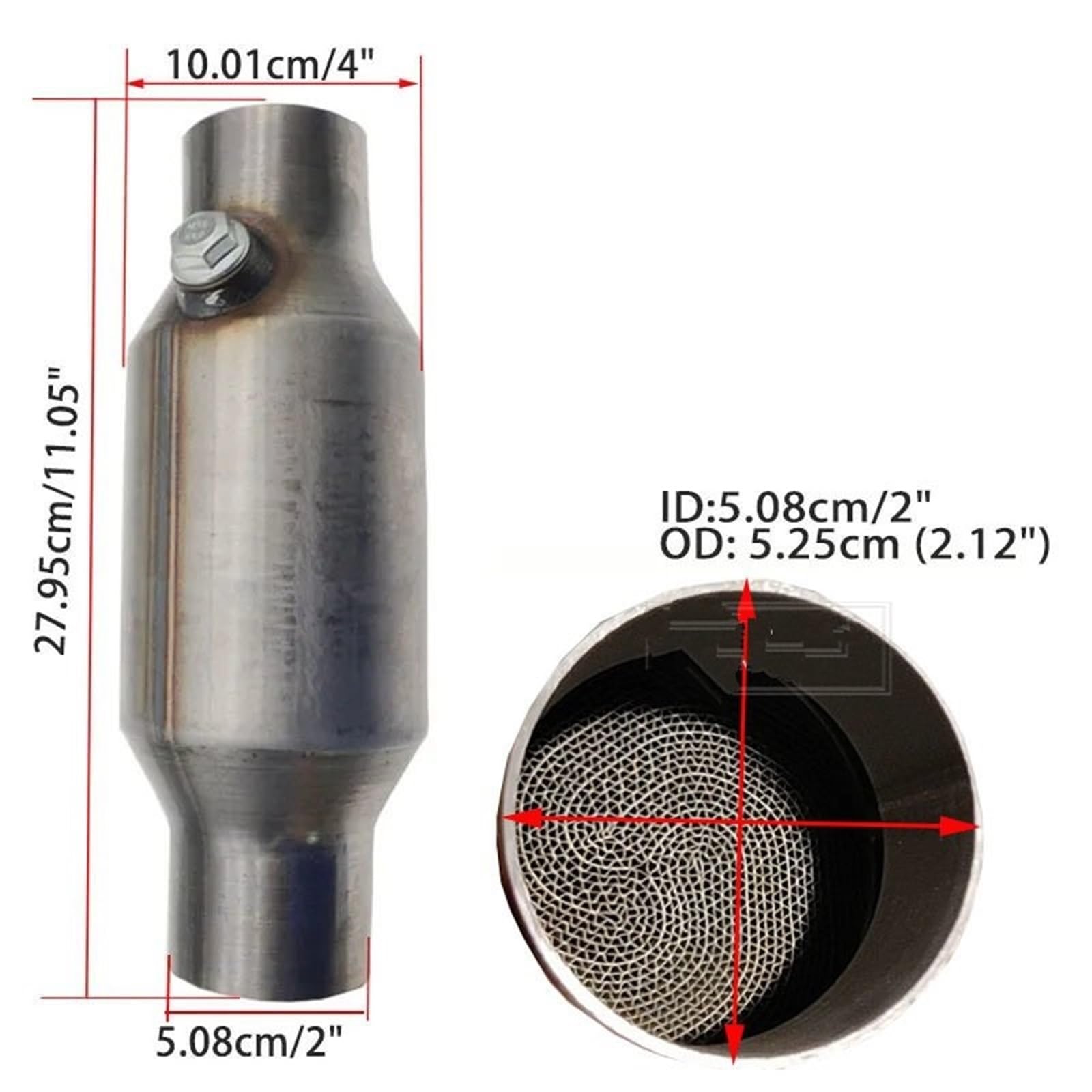 Catalizzatore Convertitore catalitico universale da corsa a nucleo metallico ad alto flusso da 200 celle "Euro 1 Sport Catalizzatore Catalitico(2 inch 200CPSI)