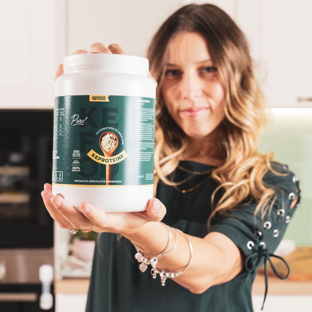 Kefood - Proteine in polvere WHEY - 100% Grass-Fed dalla Nuova Zelanda - Senza Sucralosio - Senza Zucchero - 500g - Ideale per Crescita Muscolare e Recupero