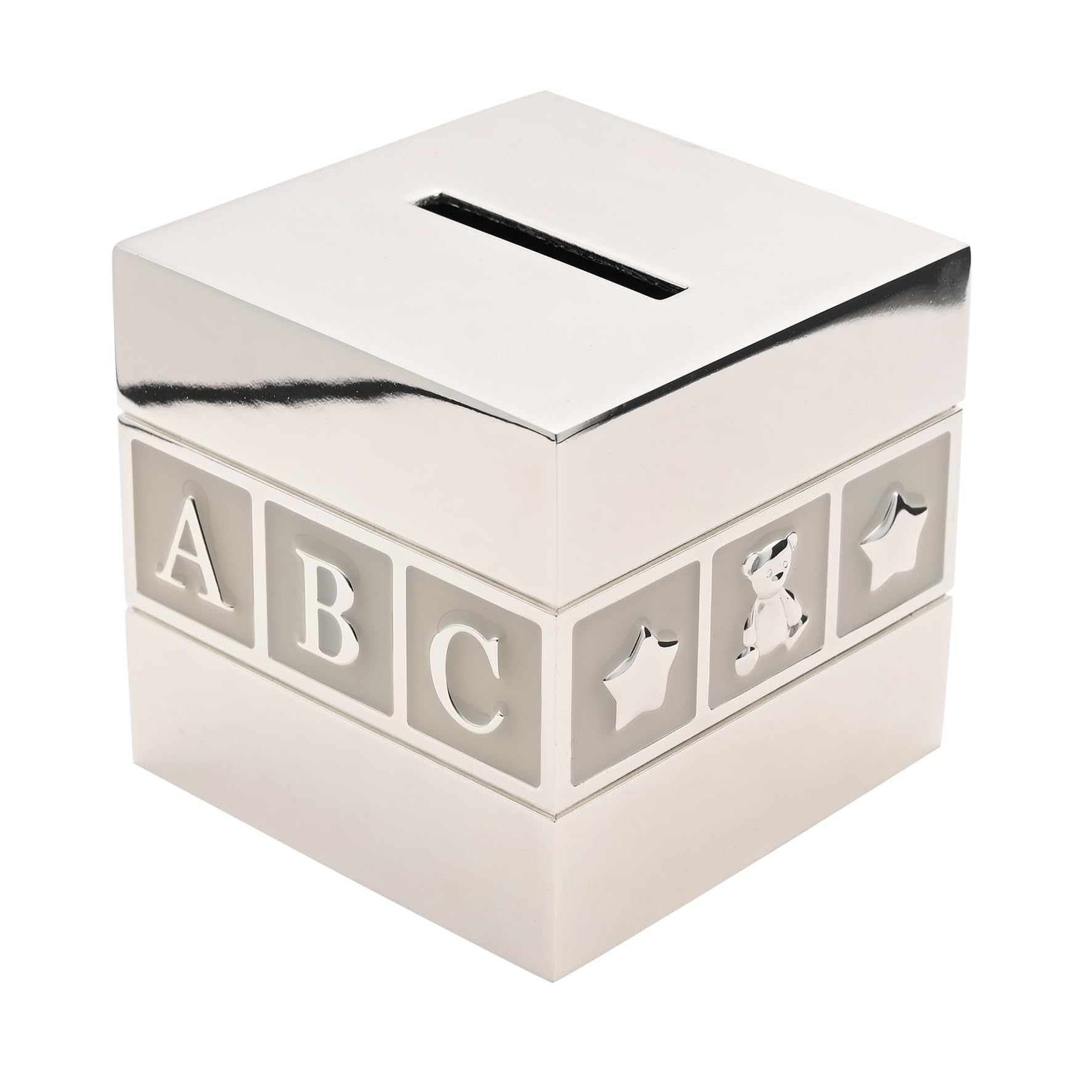 Tirelire bébé plaquée argent gravée 123 Bambino pour préserver l'amour et les doux souvenirs