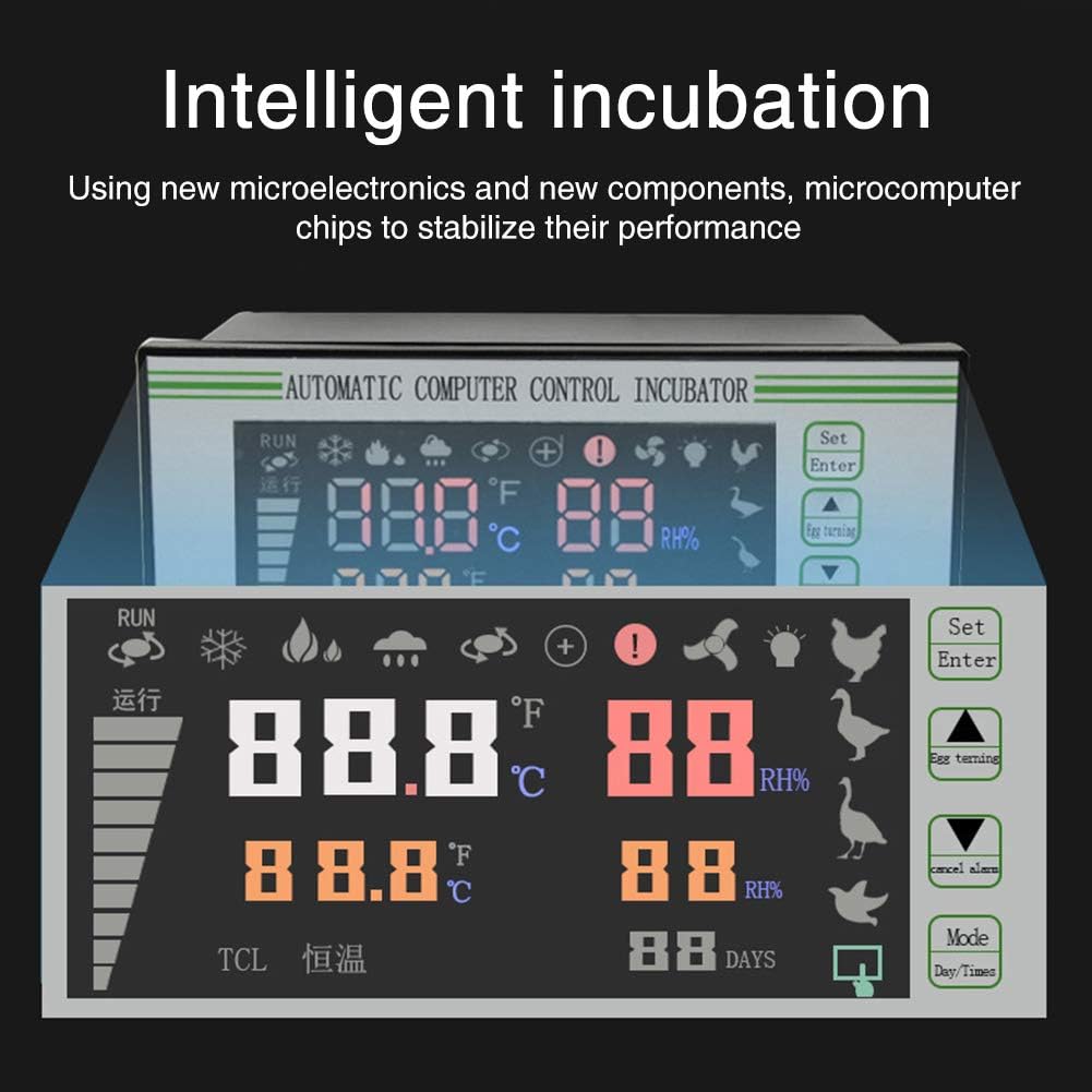 INGHU Incubator Controller Professional LCD Display Hygrostat Humidity Sensor Hatchery Button Temperature Probe Automatic Multifunction Digital Thermostat Eggs Brooder