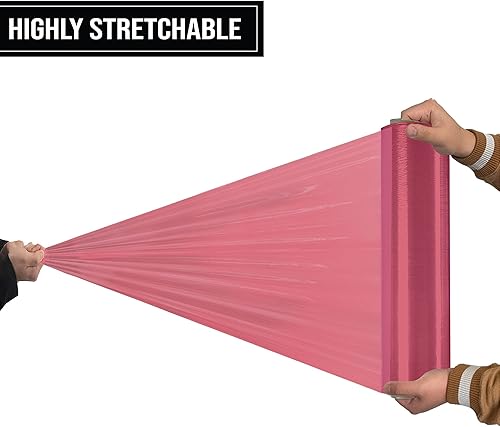 Miniatura 5 de 8NET - Rollos de película de plástico de envoltura elástica de color rojo resistente calibre 80 para embalaje de paletas de mudanza y embalaje, 4