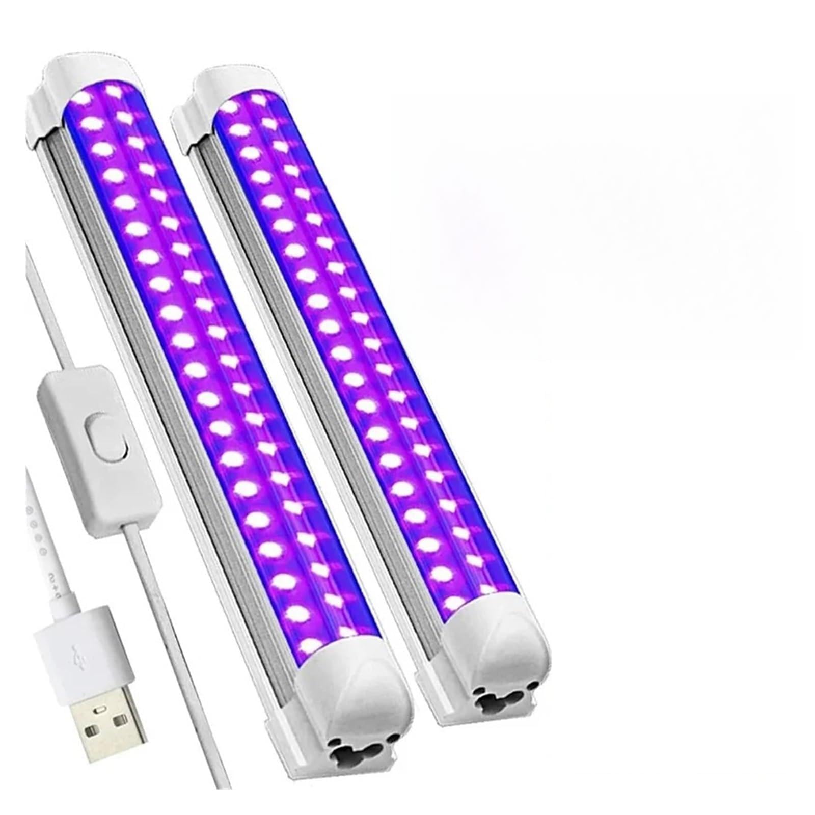 Tubo LED UV fluorescente, lámpara ultravioleta for KTV, Halloween, escenario for fiestas oscuras, correa for DJ, T8 10W USB, Multiuso confiable(UV-Lights- T8-2packs)