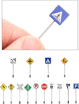 Milageto Pack of 14 1/87 HO Scale Signs Road Scene Decoration Accessory
