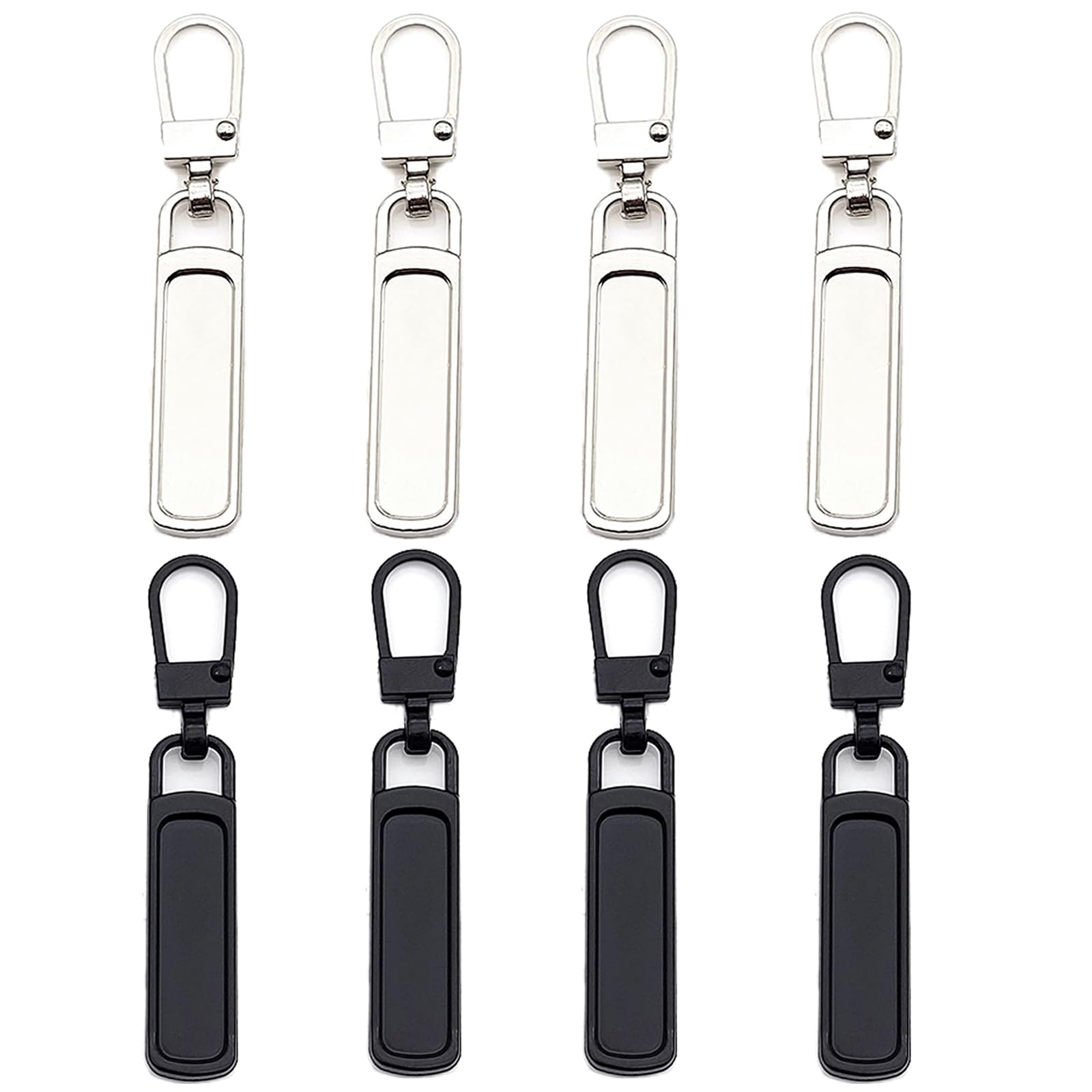 JXAXD Pack of 8 Zip Zippers, Universal Removable Zipper, Replacement Parts Zipper for Suitcases, Coats, Boots, Jackets, Backpacks, Clothing Jackets, Trousers, Luggage, Purse (Black and Silver)