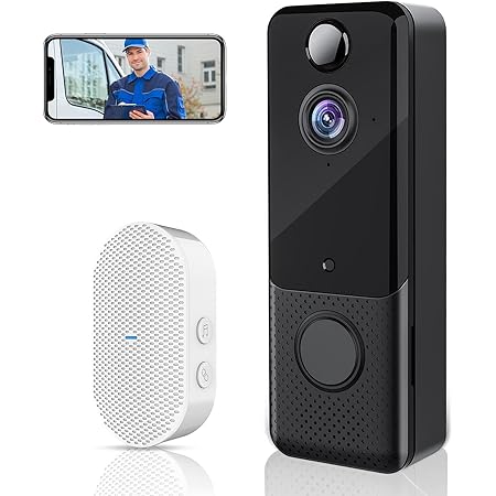 Video Doorbell Camera KAMEP 1080P Wireless Door Bell with Chime, PIR Motion Detection, Two-Way Audio, Night Vision, Free Cloud Storage, 166°Wide Angle, IP65 Weatherproof, Rechargeable Batteries