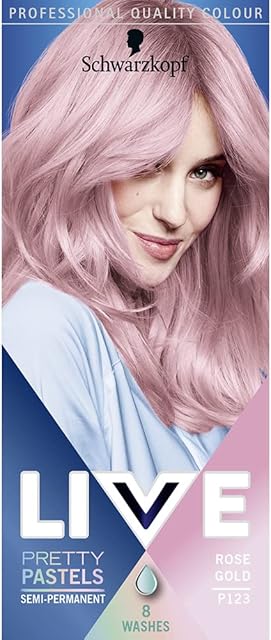 Schwarzkopf LIVE Pretty Pastels Semi-permanent Pink Hair Dye, Lasts Up To 8 Washes, Rose Gold P123
