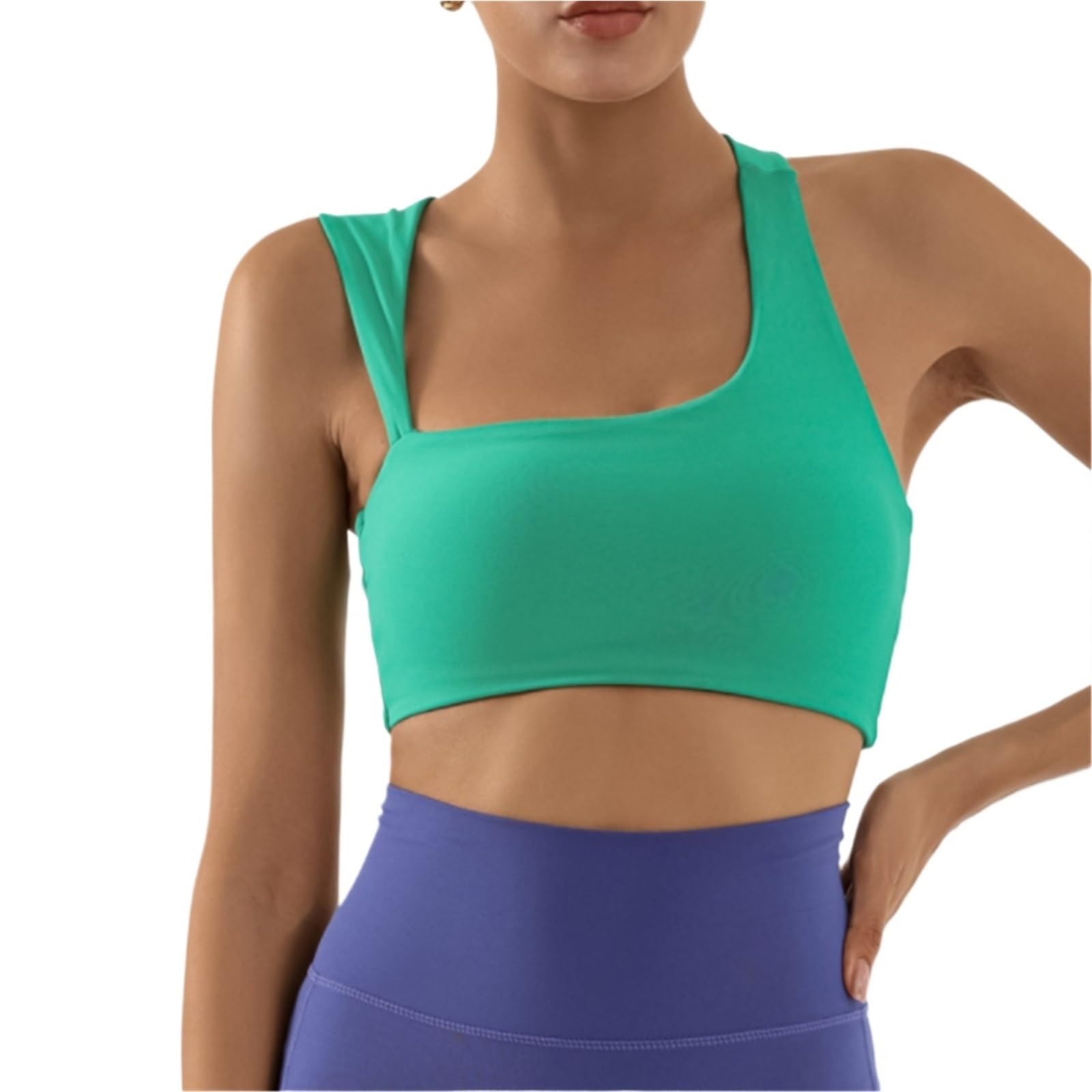 Sujetador Deportivo Sujetador Deportivo con Cuello Cuadrado For Mujer, Cómodo, A Prueba De Golpes, Sin Cables, For Fitness Y Yoga Mujer(Grün,S)