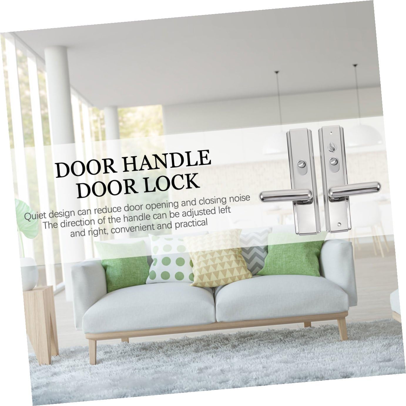 Stainless Steel Door Pull Handle Metal Indoor Door Knob Quiet Entry Heavy Duty