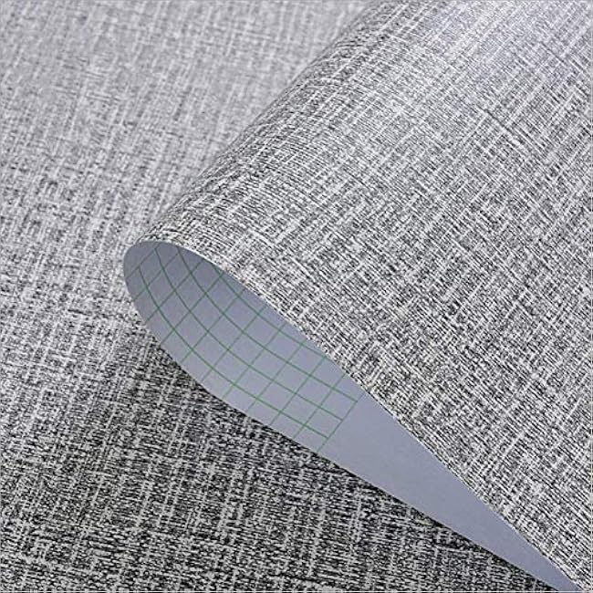 Self-Adhesive Linen Gray Pattern Waterproof Shelf Drawer Liner Cabinet Sticker£¬Wallpaper 15.6Inch by 98Inch