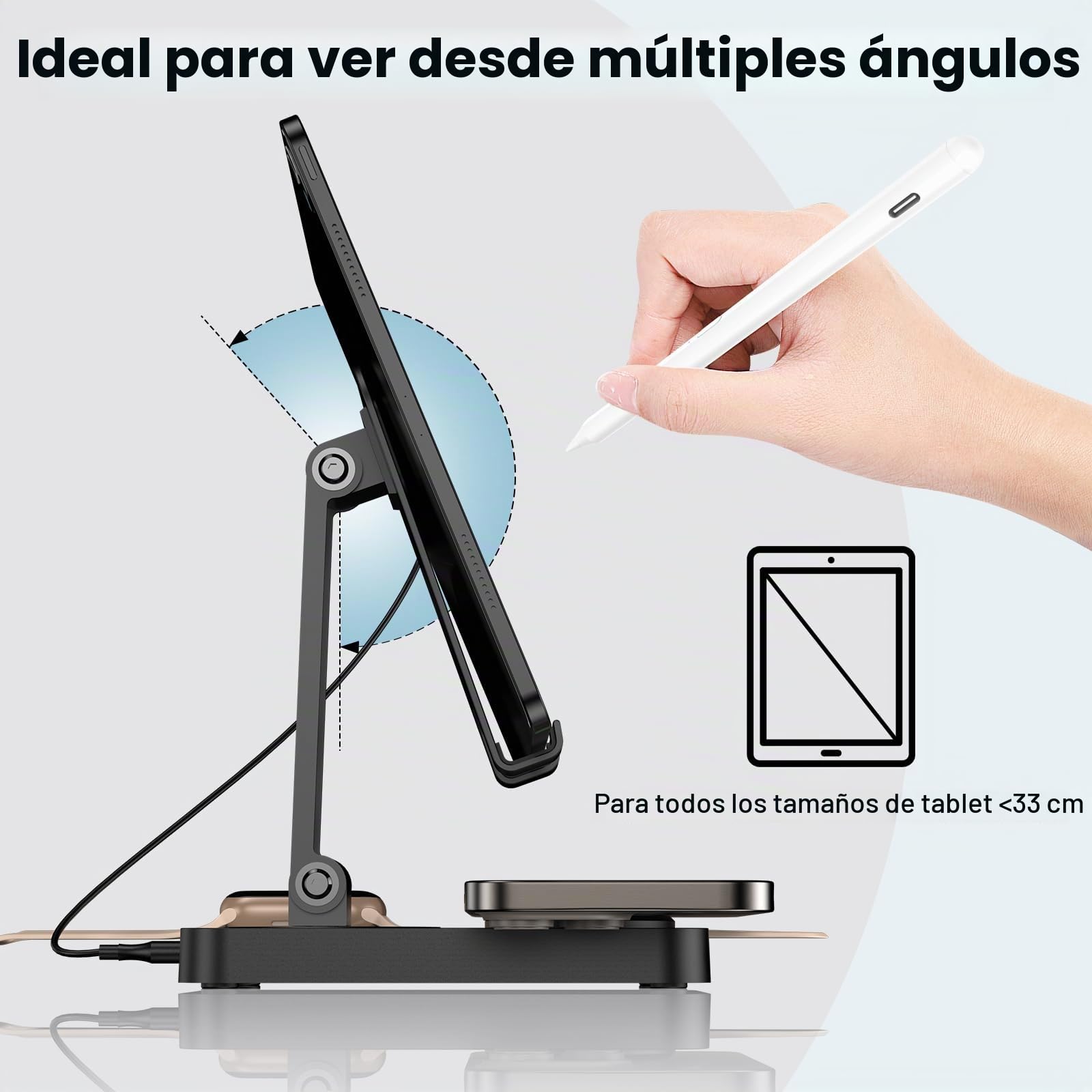 Cargador Inalámbrico para Apple - Estación de Carga para iPhone 16/15 Pro/14/13/12, Apple Watch 10/9/8/7/6/SE, iPad y AirPods 4