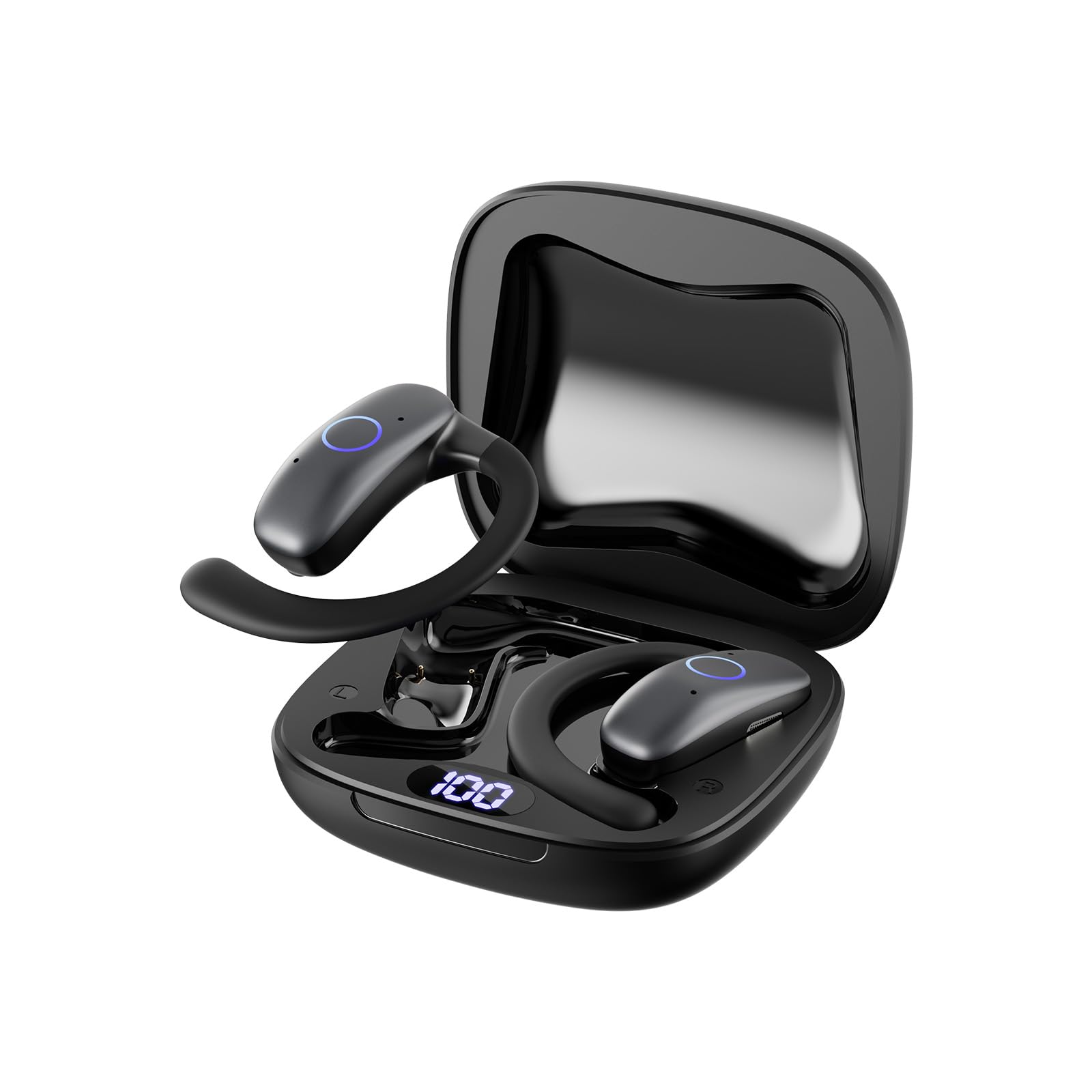 Tisco Auriculares Bluetooth Inalámbricos In-Ear, 36H Hi-Fi Estéreo, 4 Micrófonos ENC, Pantalla LED, USB-C, IPX7 Impermeables, Compatibles con Android/iOS, para Deporte/Gimnasio/Videollamadas