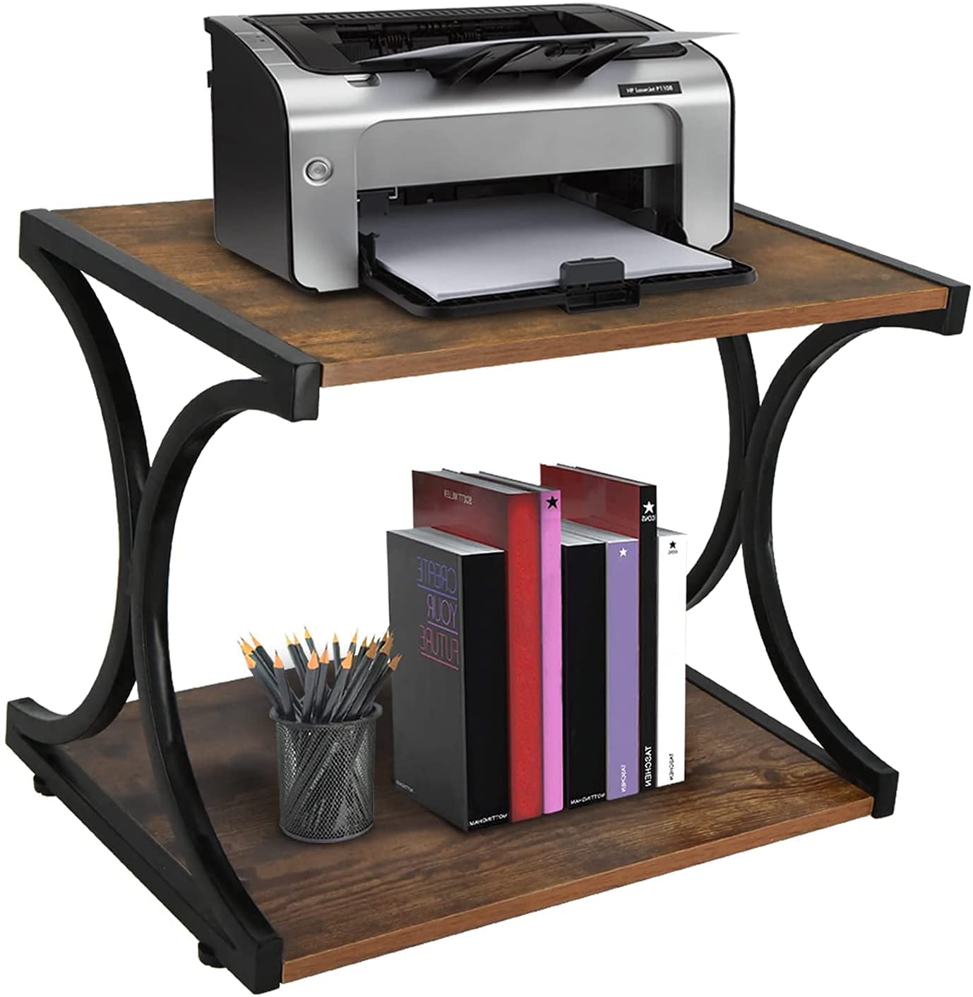 Indian Decor. 66600 Wood Printer Stand and Desktop Organizer, Desktop