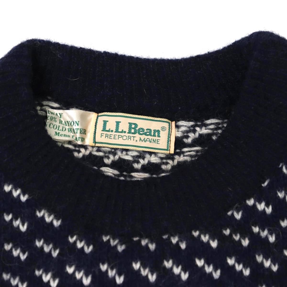 Amazon.co.jp: L 80s LLBean バーズアイ ニット セーター ノルウェー製 