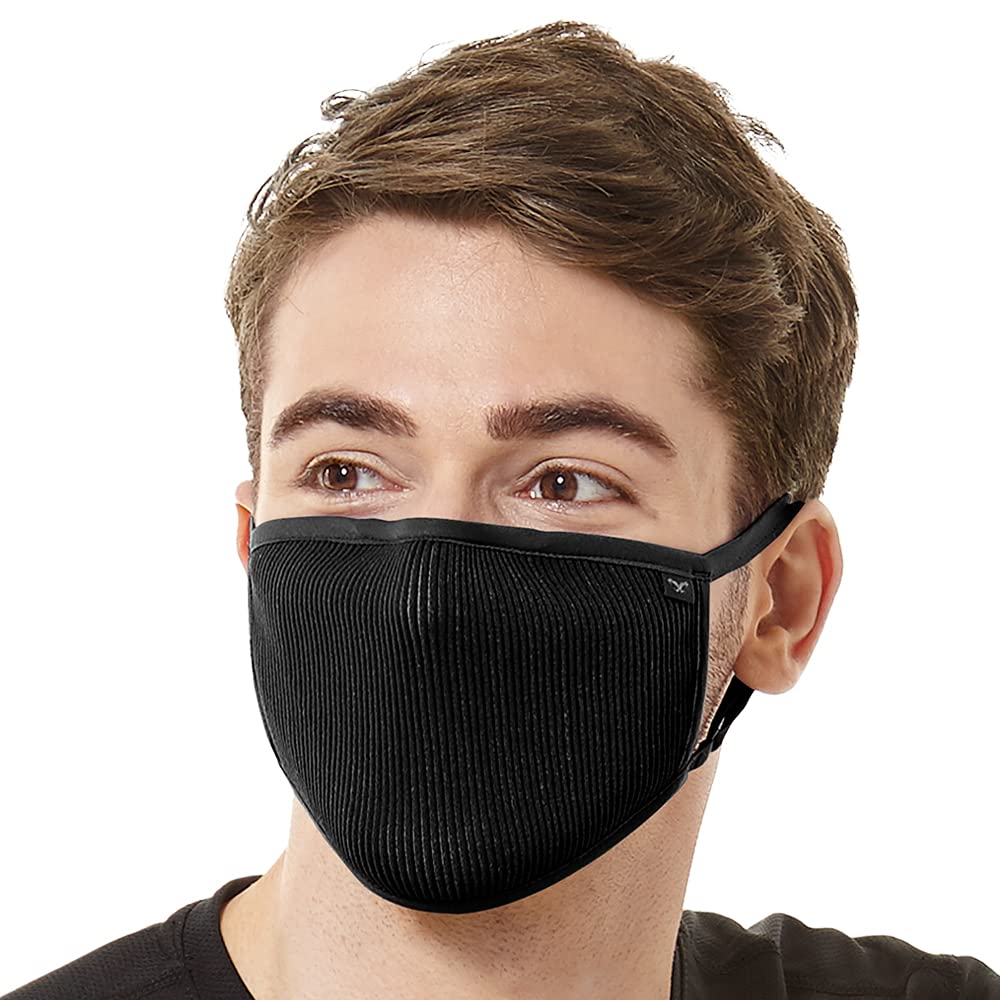 NarooReusable Cloth Face Mask Breathable MICRONET High Tech Washable Nose Clip, Adjustable Earloops for Outdoors & Indoors (Small, Black)