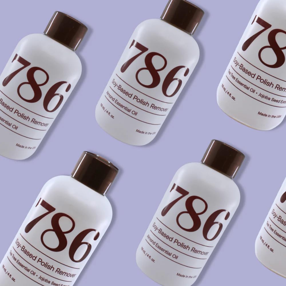 786 Cosmetics Soy-Based Nail Polish Remover - Acetone Free, with Almond Essential Oil, Gentle Nail Polish Remover, Non-Toxic, Non-Flammable, Promotes Healthy & Moisturized Nails