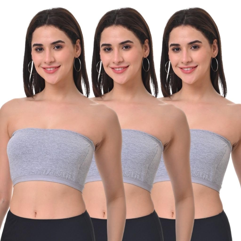 adira | Strapless Tube Bra for Women | Bandeau Bra for Women | Strapless Bra | Silicone Anti-Slip Band | Triple Layer Front Panel | Conceals Visibility of Nipples | Pack of 3-picture-37