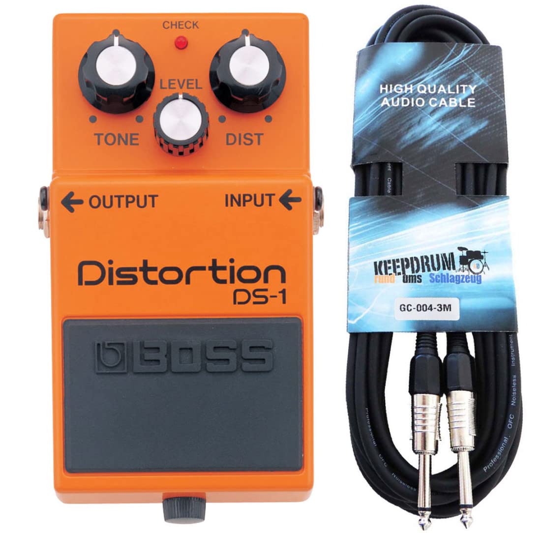 DS-1 Distortion Pedal + Keepdrum Guitar Cable 3 m