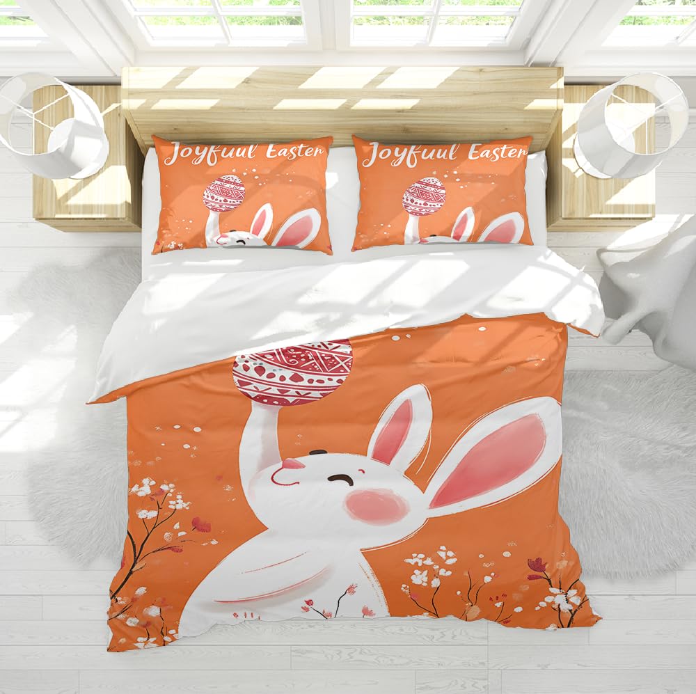 Ensemble de literie œuf de Lapin de Pâques 260x240 avec housse de couette orange